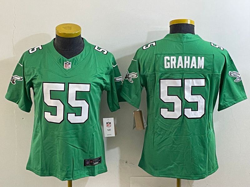 Women Philadelphia Eagles #55 Graham Green three generations 2025 Nike Vapor Limited NFL Jersey style 1->women nfl jersey->Women Jersey